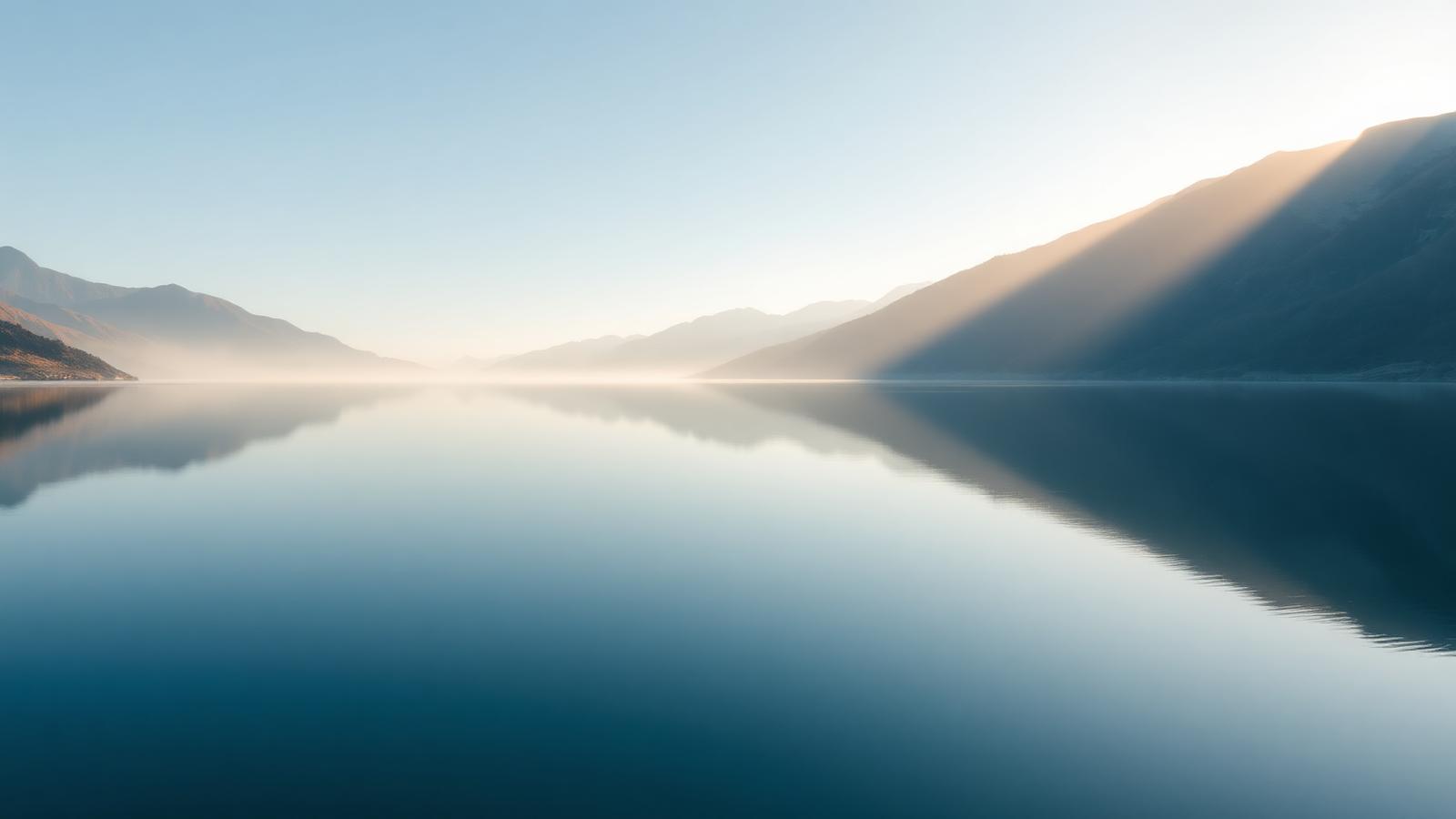 Calm mountain lake at dawn