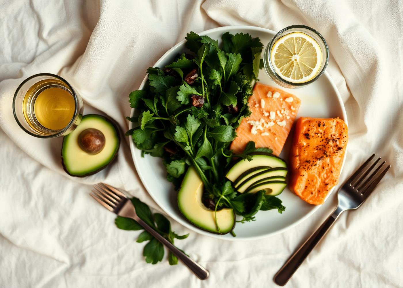 Nourishing whole-food meal in warm light