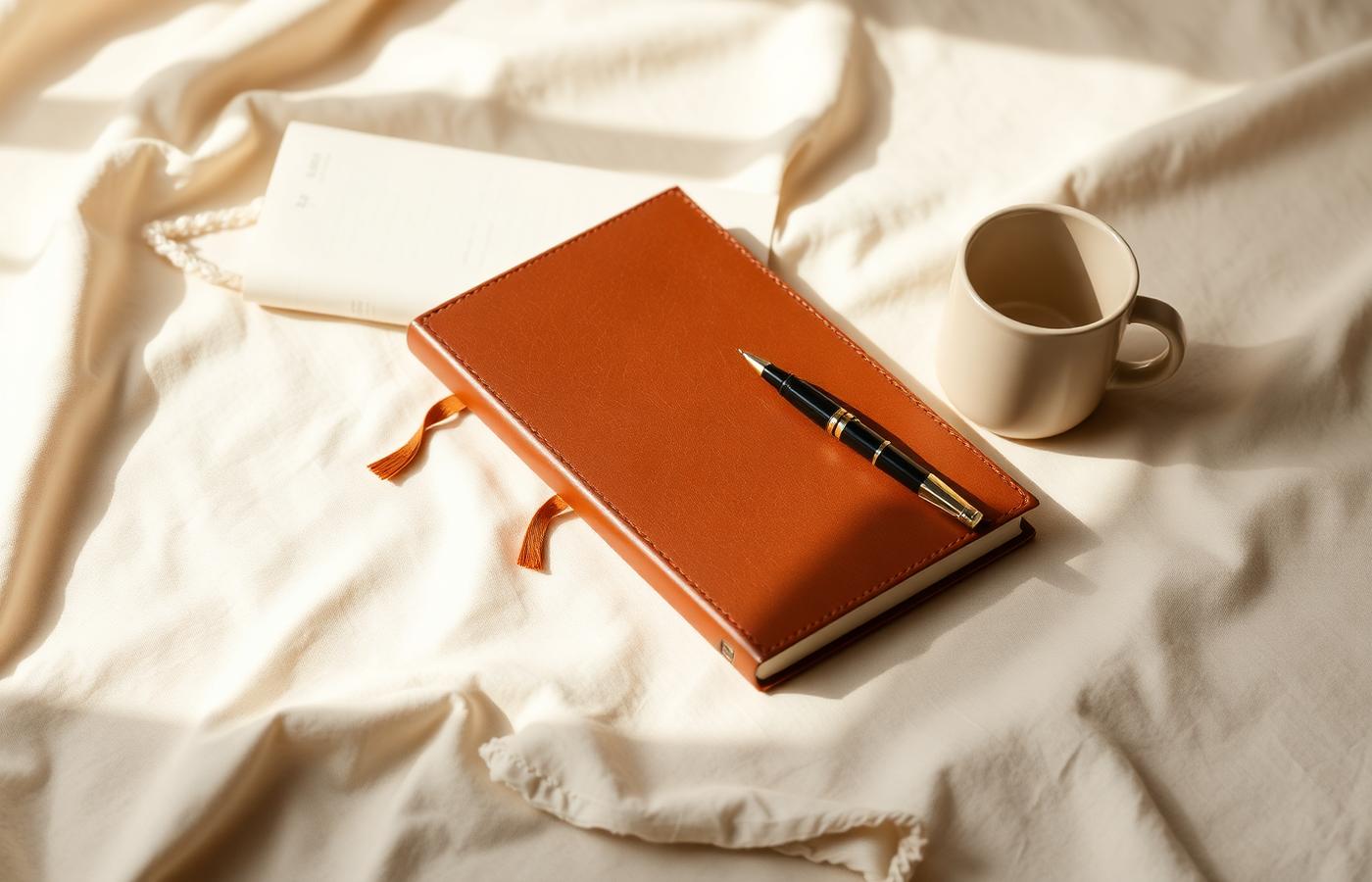 Premium journal and pen still life